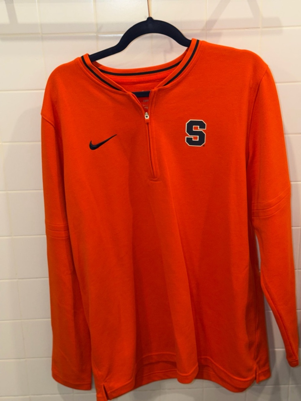 Nike Orange Long-Sleeve Half-Zip Pullover with 'S' Patch